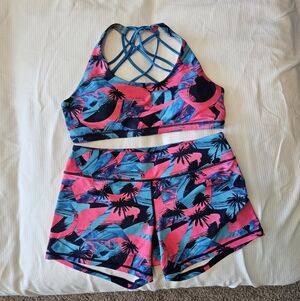 Born Primitive WZA Vibrant Tropical Sports Bra and Shorts Set